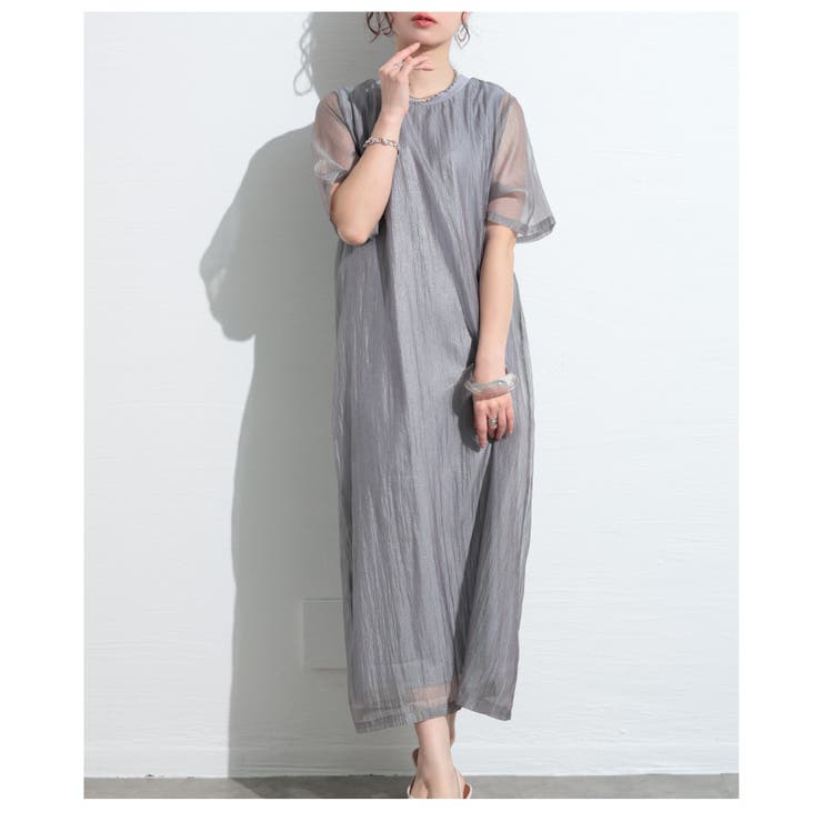風を感じる接触冷感シフォンドッキングワンピース【4月21日20時販売新作】