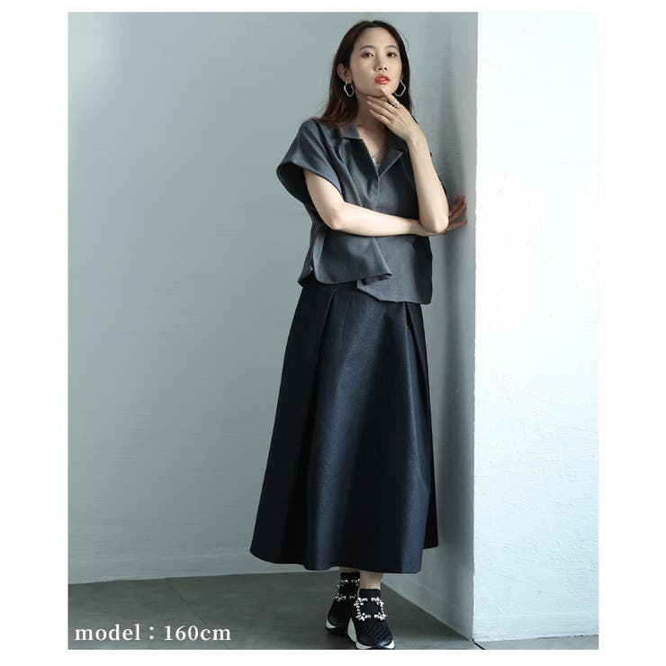 ボックスプリーツデニムスカート　【5月3日20時販売新作】
