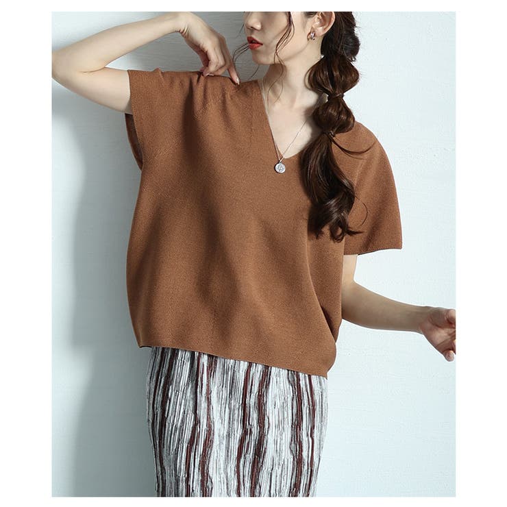 コクーンシルエットサマーニットトップス【4月30日20時販売新作】