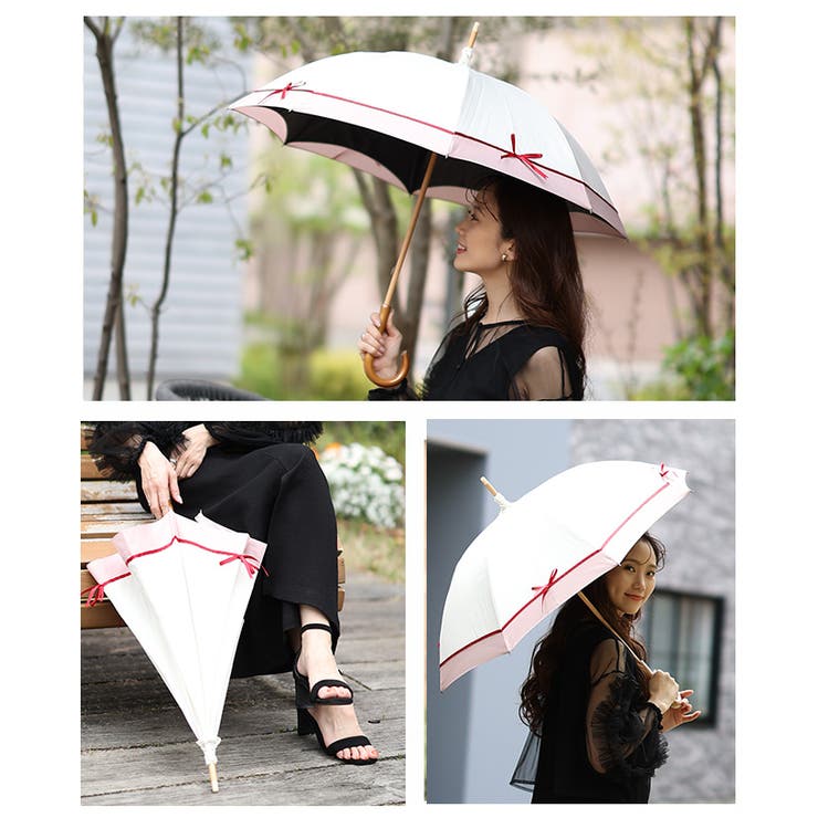 UVカット99.9%リボンモチーフ晴雨兼用日傘　【4月30日20時販売新作】