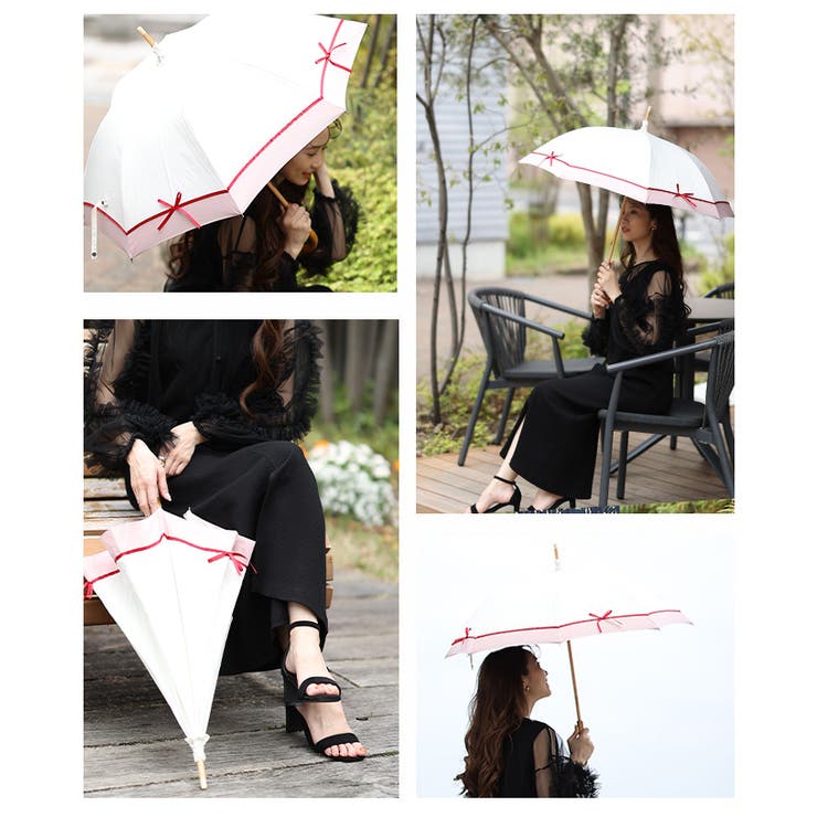 UVカット99.9%リボンモチーフ晴雨兼用日傘　【4月30日20時販売新作】