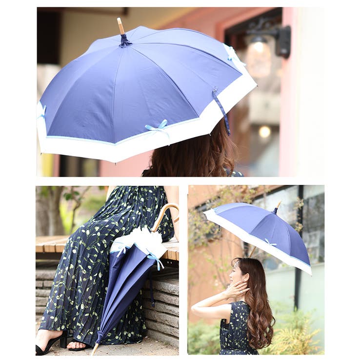 UVカット99.9%リボンモチーフ晴雨兼用日傘　【5月3日20時販売新作】