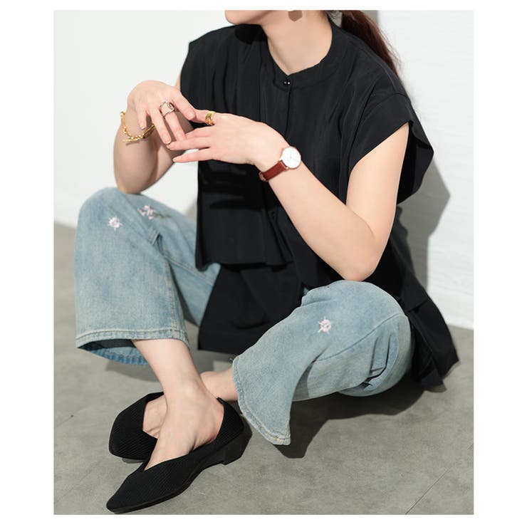ヒトクセで華やぐティアード風ノースリーブブラウス【5月5日20時販売新作】