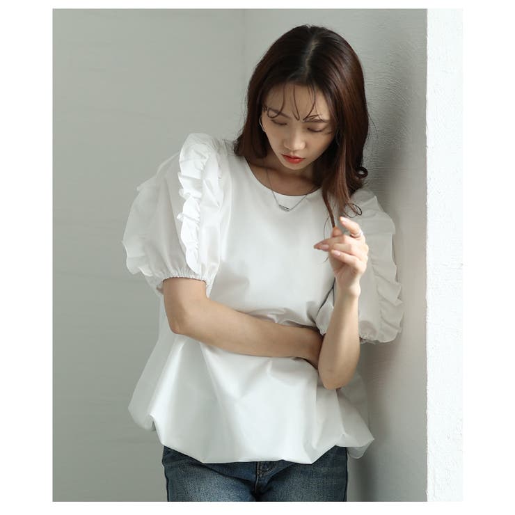 フリルパフスリーブバルーンブラウス　【5月7日20時販売新作】