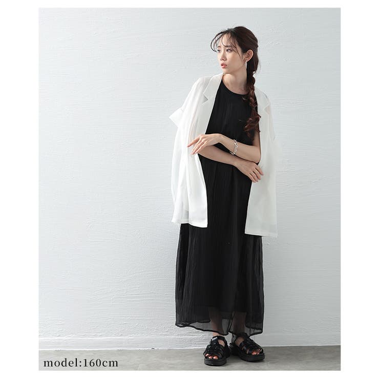 エアリーなシフォンドッキングノースリーブワンピース レディース ファッション | Sawa a la mode | 詳細画像4 