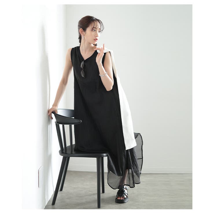 エアリーなシフォンドッキングノースリーブワンピース レディース ファッション | Sawa a la mode | 詳細画像7 
