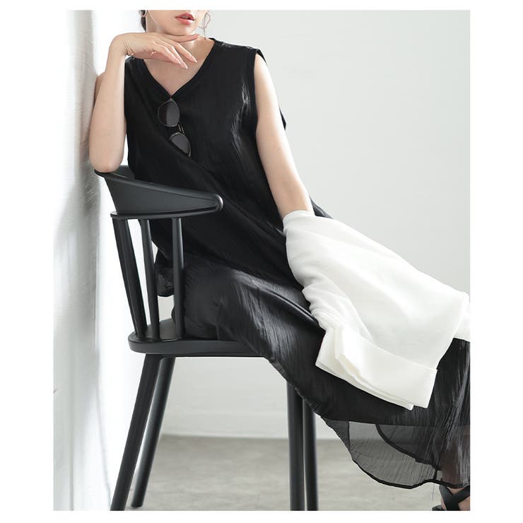 エアリーなシフォンドッキングノースリーブワンピース レディース ファッション | Sawa a la mode | 詳細画像9 