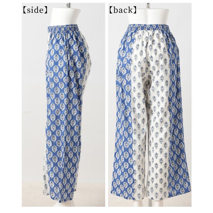 値引きする 高見えするエスニック風プリントワイドパンツ レディース 服＆ファッション小物