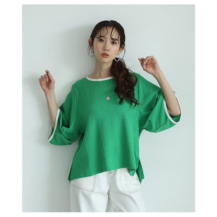 バックリボンのバルーンスリーブジャガードトップス【5月17日20時販売新作】