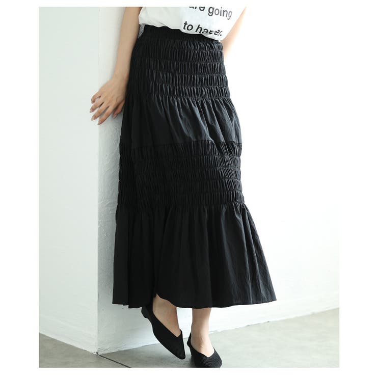 ふわりと弾む2段シャーリングフレアロングスカート レディース ファッション | Sawa a la mode | 詳細画像14 