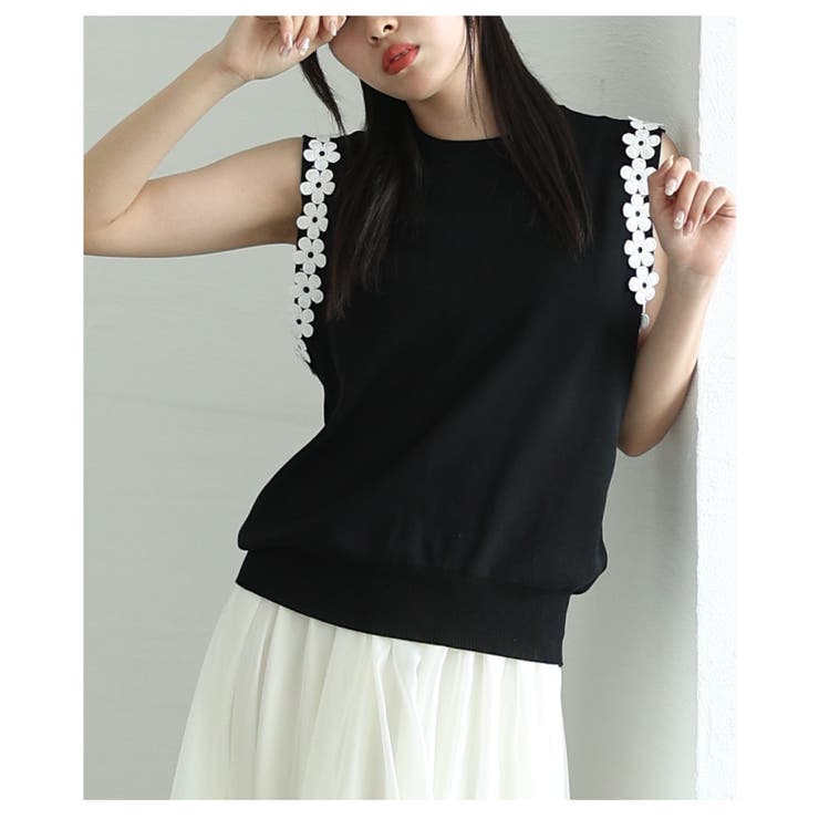 お袖に添うフラワーモチーフが愛らしいサマーニットトップス レディース ファッショ… | Sawa a la mode | 詳細画像9 