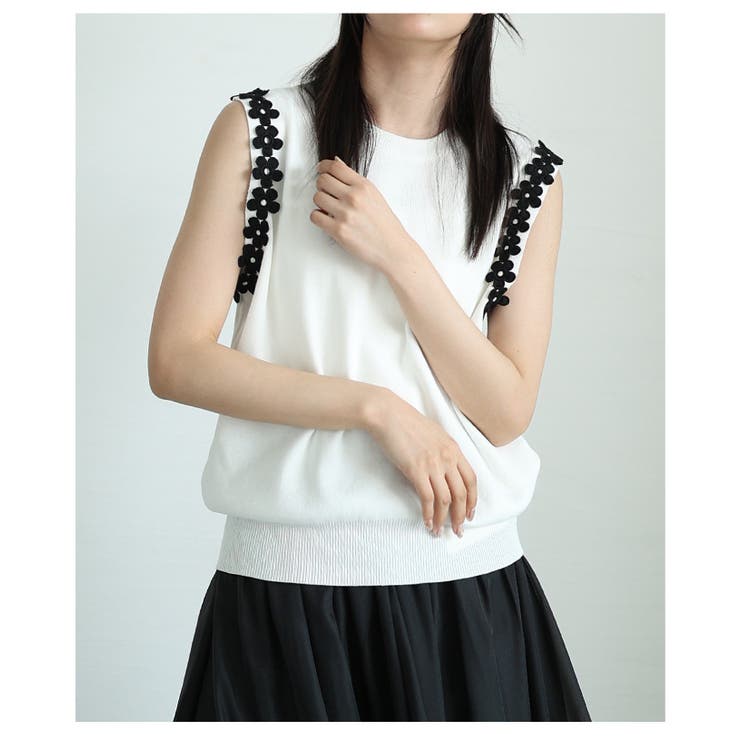 お袖に添うフラワーモチーフが愛らしいサマーニットトップス レディース ファッショ… | Sawa a la mode | 詳細画像17 