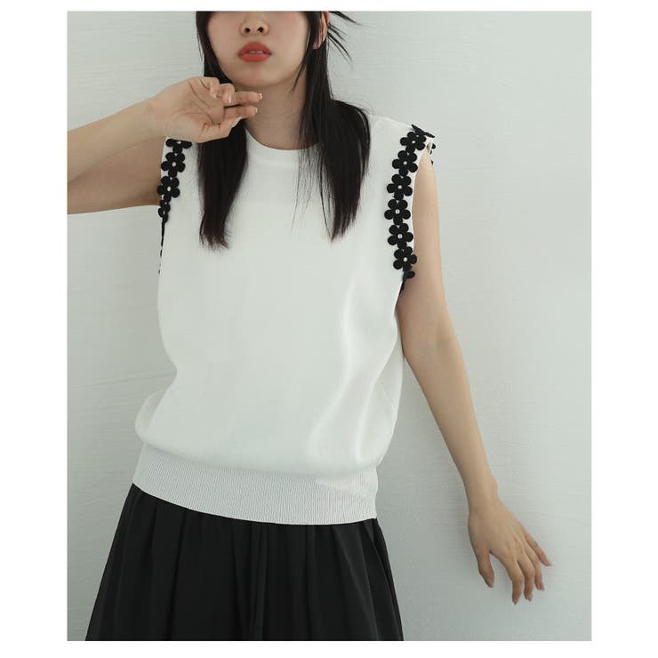 お袖に添うフラワーモチーフが愛らしいサマーニットトップス レディース ファッショ… | Sawa a la mode | 詳細画像19 