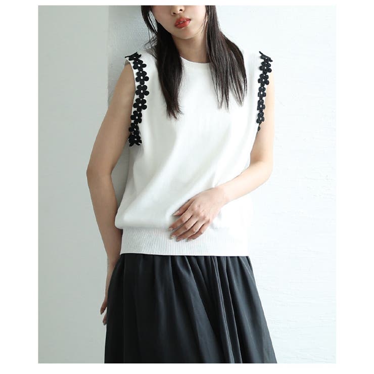 お袖に添うフラワーモチーフが愛らしいサマーニットトップス レディース ファッショ… | Sawa a la mode | 詳細画像20 