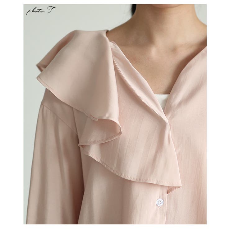 フリルビッグカラーで華やぐキャンディースリーブシャツブラウス レディース | Sawa a la mode | 詳細画像8 