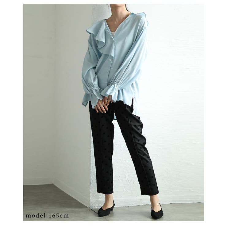 フリルビッグカラーで華やぐキャンディースリーブシャツブラウス レディース | Sawa a la mode | 詳細画像16 