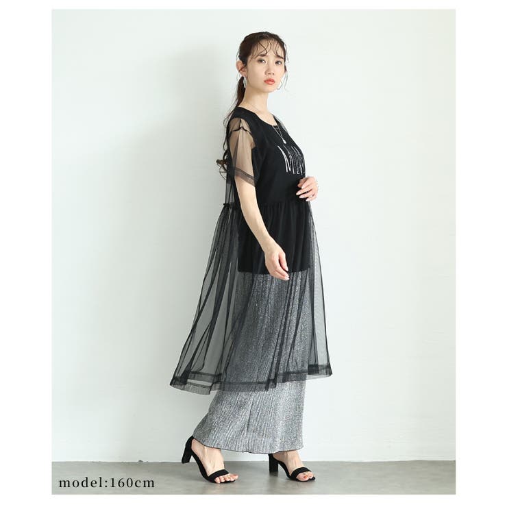 チュールワンピース＆ロゴトップス2点セット【5月17日20時販売新作】