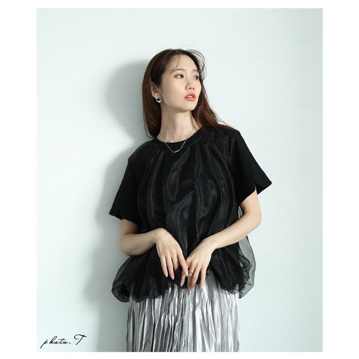 ふんわりチュールドッキングバルーンカットソー【5月22日20時販売新作】