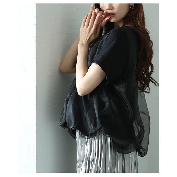 ふんわりチュールドッキングバルーンカットソー【5月22日20時販売新作】