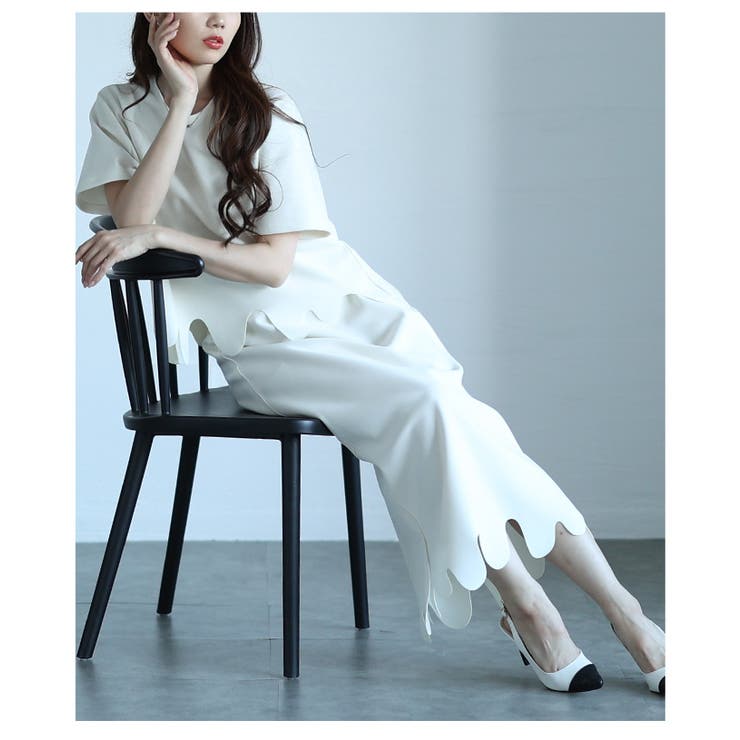ラフにキマるスカラップデザインペンシルスカート【5月22日20時販売新作】