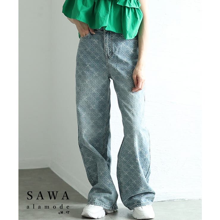 花咲くようなヴィンテージムードなデニムパンツ レディース ファッション | Sawa a la mode | 詳細画像1 