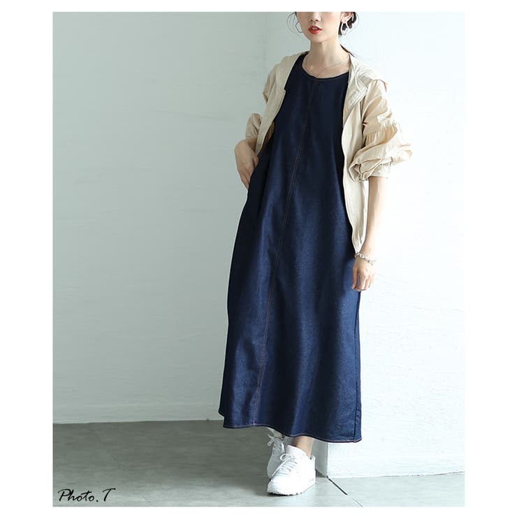 デニムで垢抜けるベーシックなノースリーブワンピース【5月28日20時販売新作】