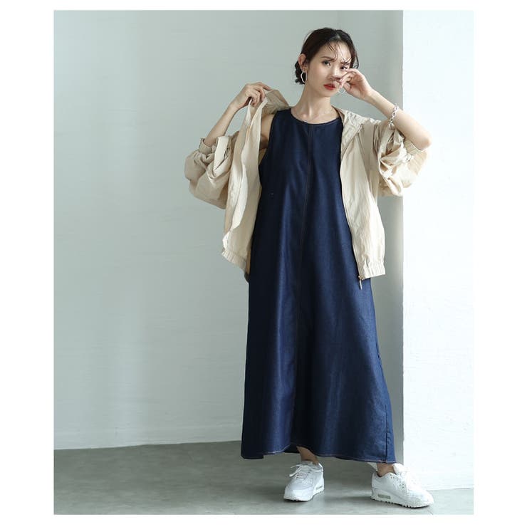 デニムで垢抜けるベーシックなノースリーブワンピース【5月28日20時販売新作】