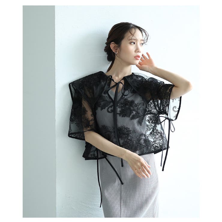 繊細な花柄刺繍が描かれたレイヤードレーストップス【5月26日20時販売新作】