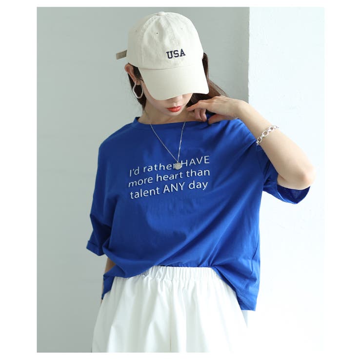 レタードがリズムを加えるメッセージロゴカットソー【5月28日20時販売新作】