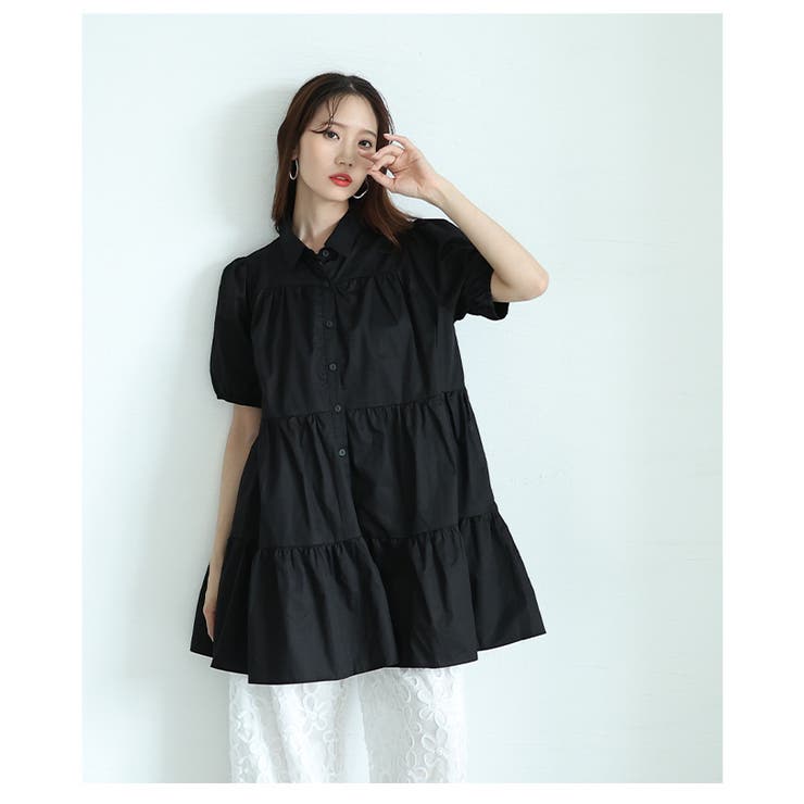 甘いシルエットに惹かれるティアードシャツチュニック【5月29日20時販売新作】