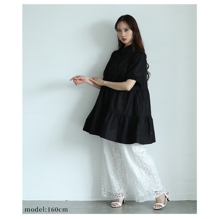 甘いシルエットに惹かれるティアードシャツチュニック【5月29日20時販売新作】