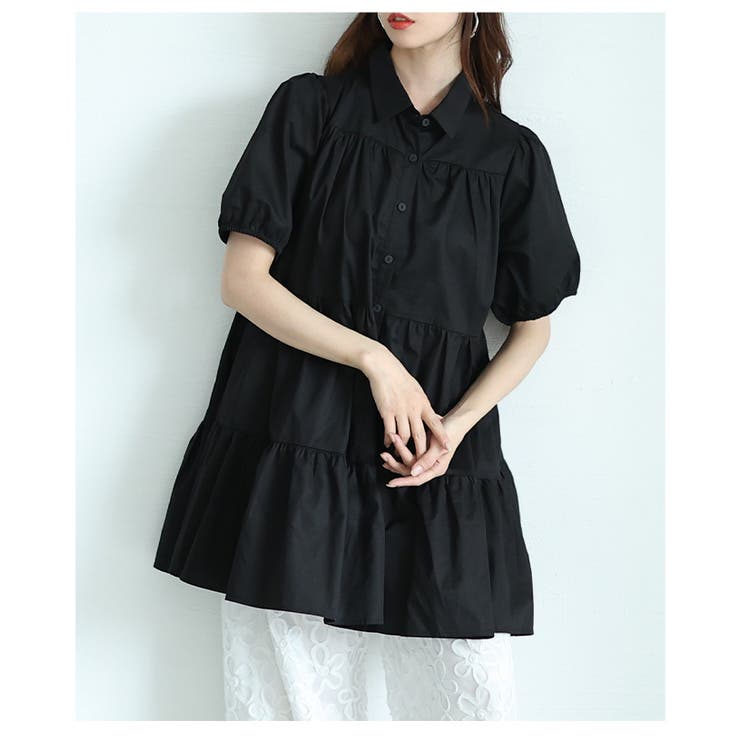 甘いシルエットに惹かれるティアードシャツチュニック【5月29日20時販売新作】