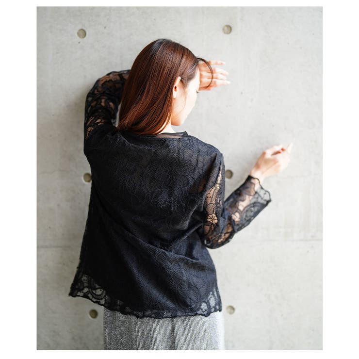 大輪が咲く花柄レースレイヤードカットソー【5月31日20時販売新作】