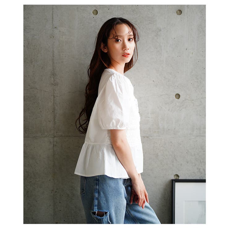 爽やかな甘さが惹き立つレイヤード風ペプラムブラウス レディース ファッション | Sawa a la mode | 詳細画像4 