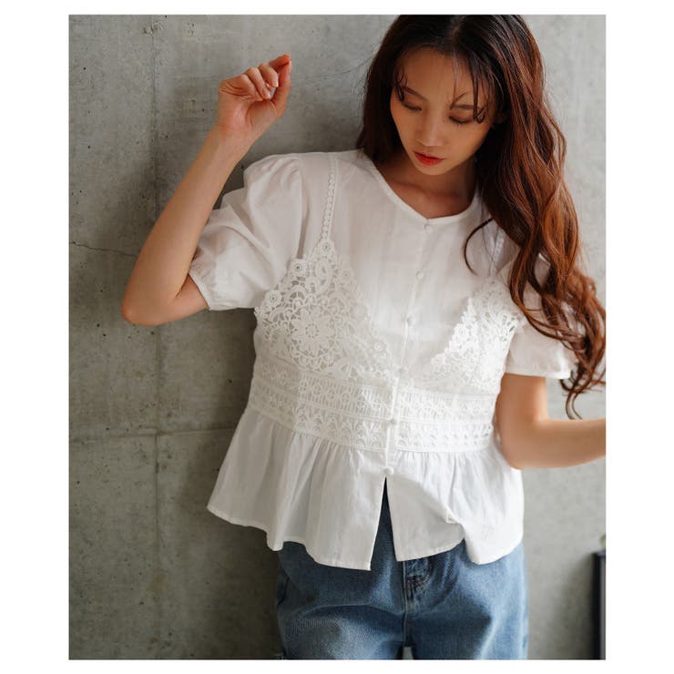 爽やかな甘さが惹き立つレイヤード風ペプラムブラウス レディース ファッション | Sawa a la mode | 詳細画像5 