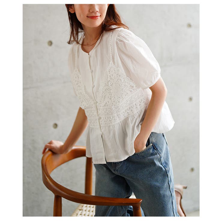 爽やかな甘さが惹き立つレイヤード風ペプラムブラウス レディース ファッション | Sawa a la mode | 詳細画像8 