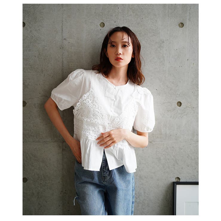 爽やかな甘さが惹き立つレイヤード風ペプラムブラウス レディース ファッション | Sawa a la mode | 詳細画像10 