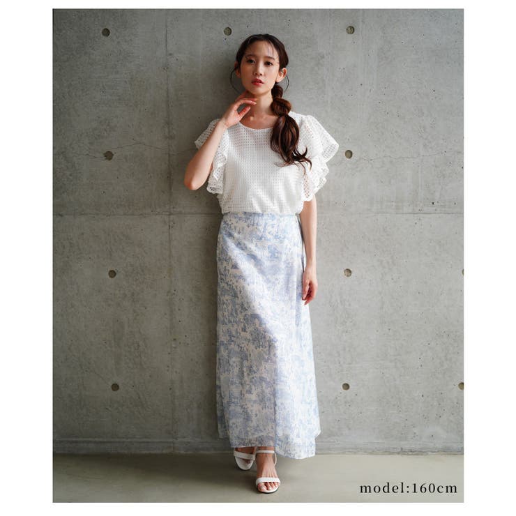 甘過ぎないメッシュフリルスリーブトップス【6月4日20時販売新作】