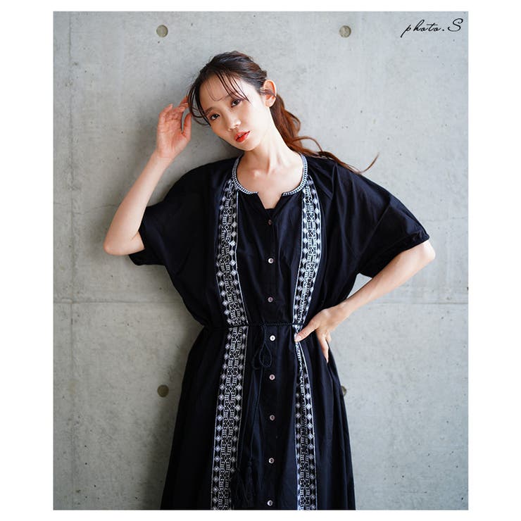 自然を感じるエスニック刺繍のインド綿ワンピース【6月2日20時販売新作】