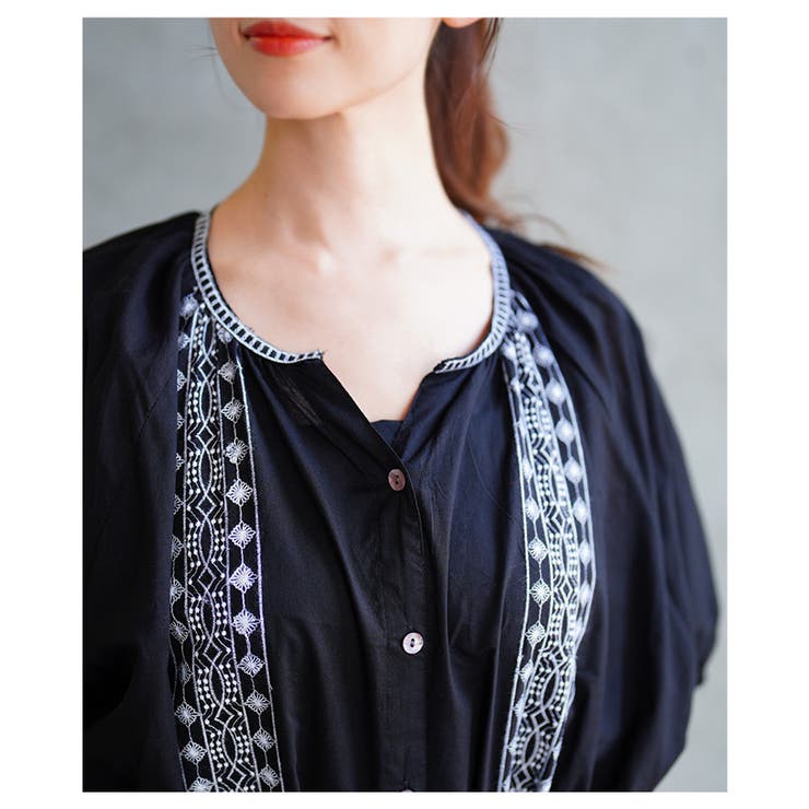自然を感じるエスニック刺繍のインド綿ワンピース【6月2日20時販売新作】