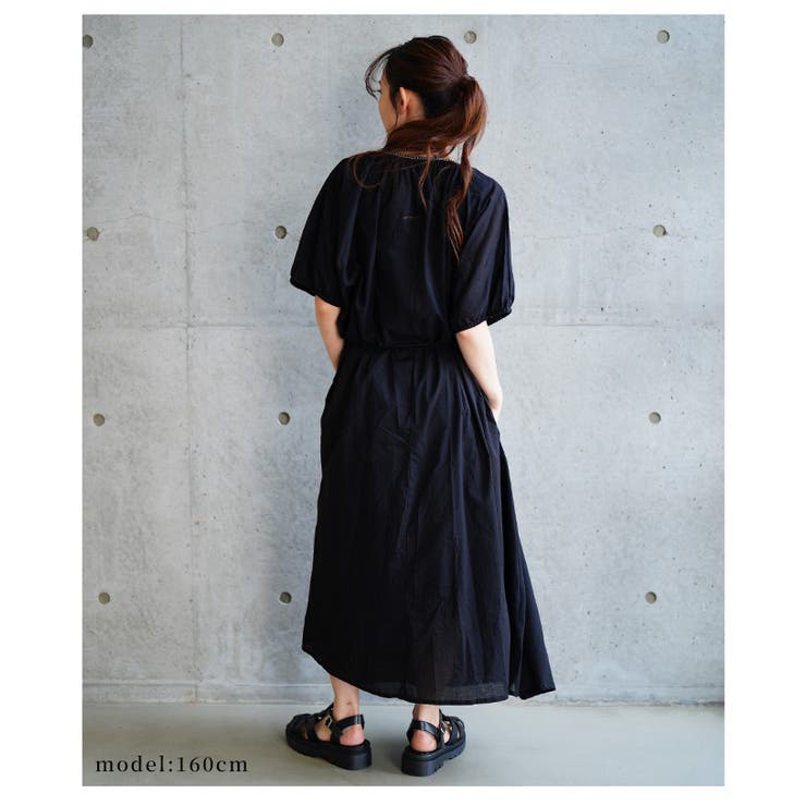 自然を感じるエスニック刺繍のインド綿ワンピース【6月2日20時販売新作】