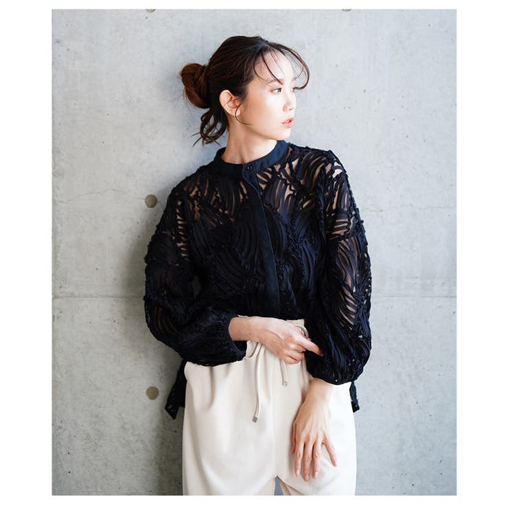 甘さを引いた大人のレースシアーシャツブラウス【6月5日20時販売新作】