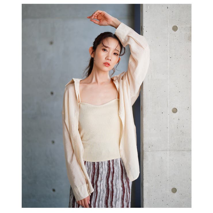 ニットキャミ付きアンサンブルシアーシャツ【6月2日20時販売新作】