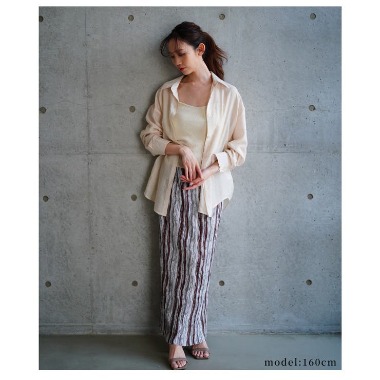 ニットキャミ付きアンサンブルシアーシャツ【6月2日20時販売新作】