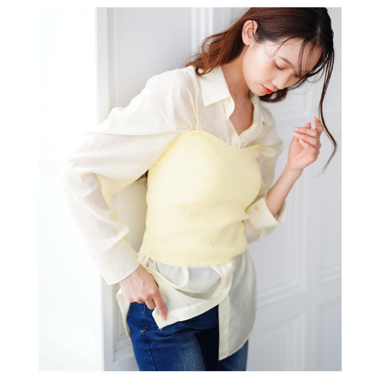 ニットキャミ付きアンサンブルシアーシャツ【6月2日20時販売新作】