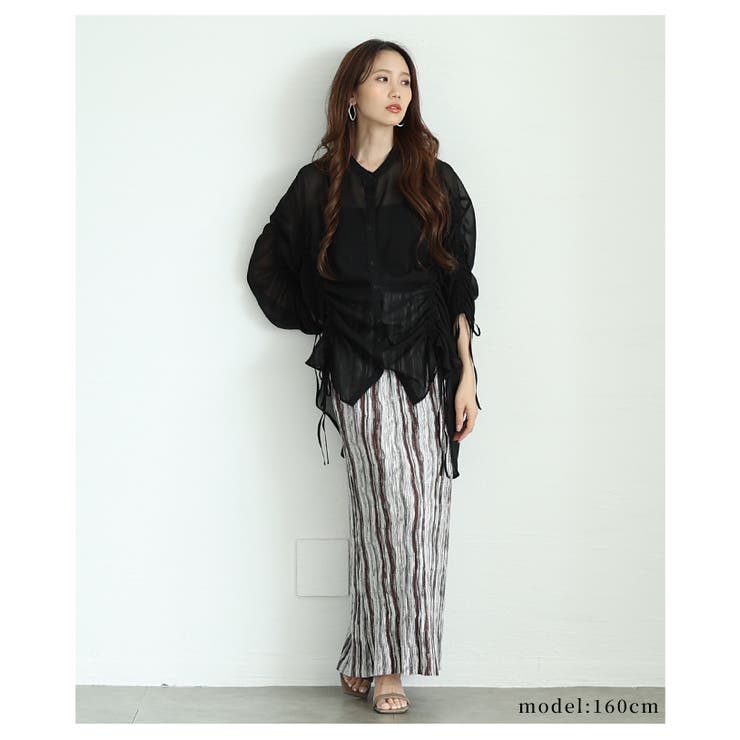 大人ヘルシーな袖リボンドロストシャツブラウス【6月7日20時販売新作】