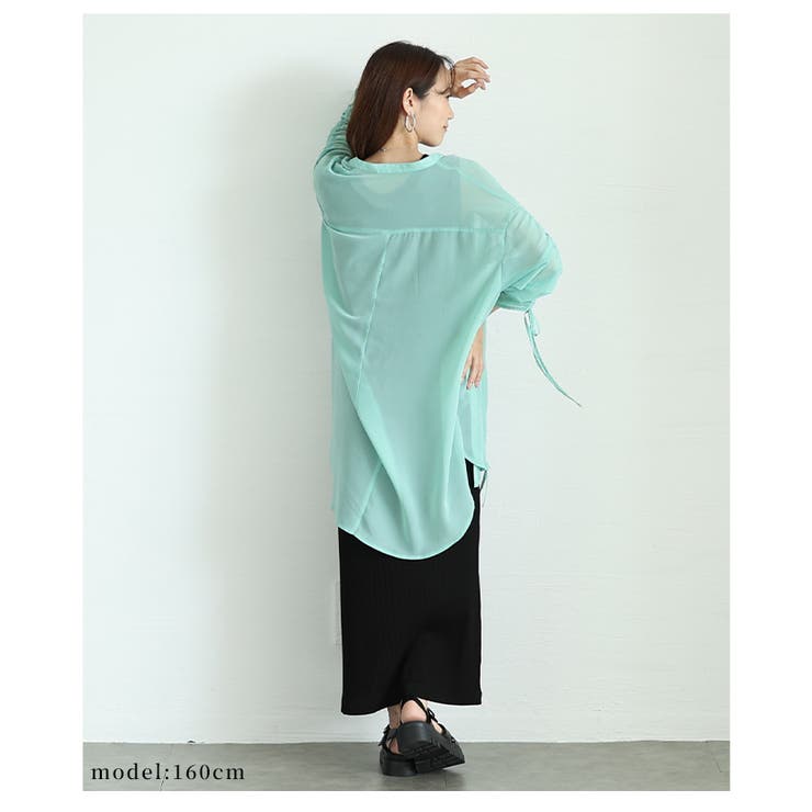 大人ヘルシーな袖リボンドロストシャツブラウス【6月7日20時販売新作】