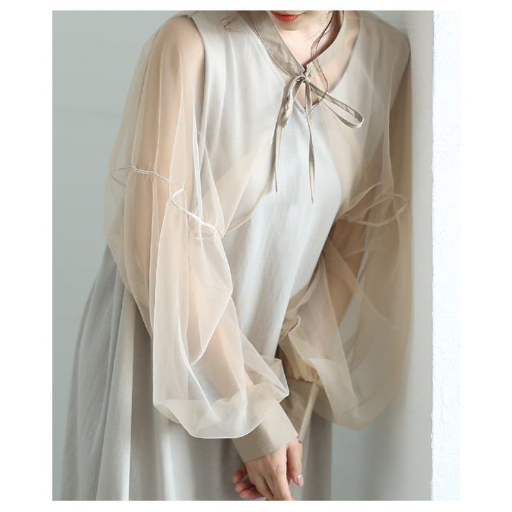 エアリーな華やかさを纏うボリューム袖シフォンボレロ【6月12日20時販売新作】