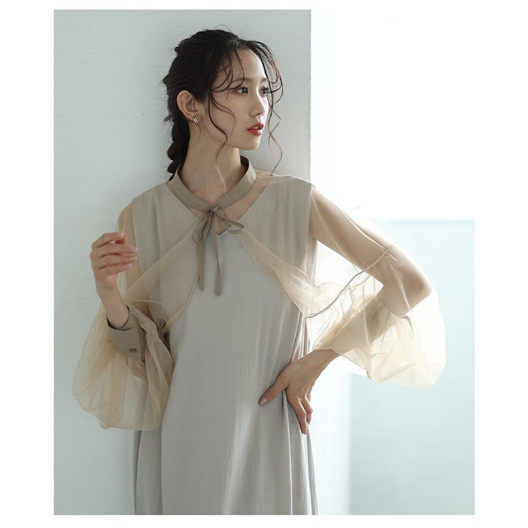 エアリーな華やかさを纏うボリューム袖シフォンボレロ【6月12日20時販売新作】