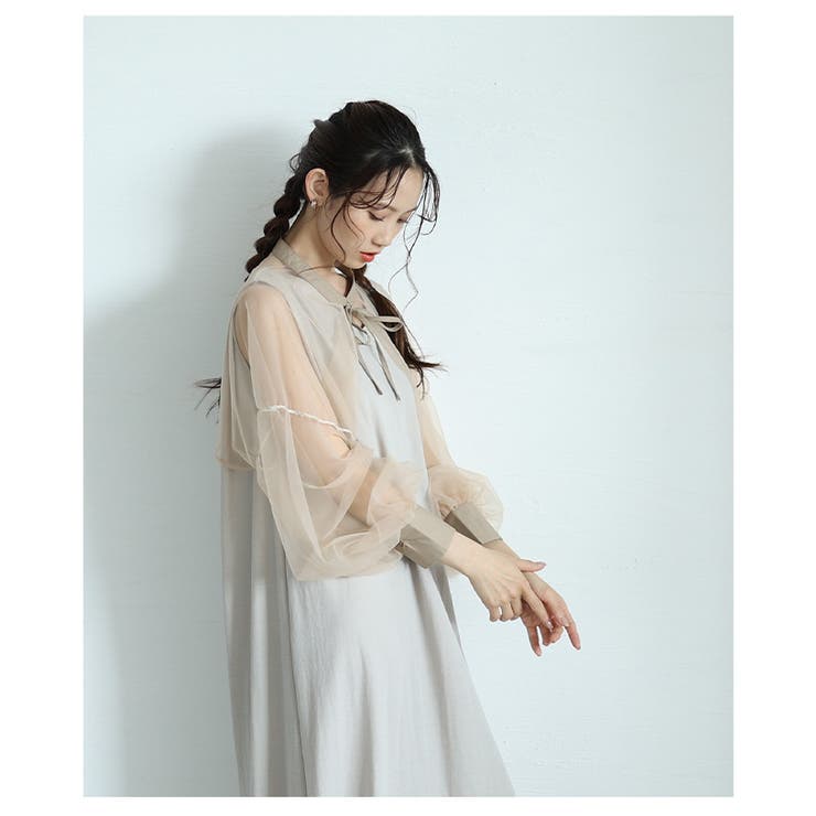 エアリーな華やかさを纏うボリューム袖シフォンボレロ【6月12日20時販売新作】